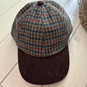 Plaid Wool Cap with Suede Brown Brim